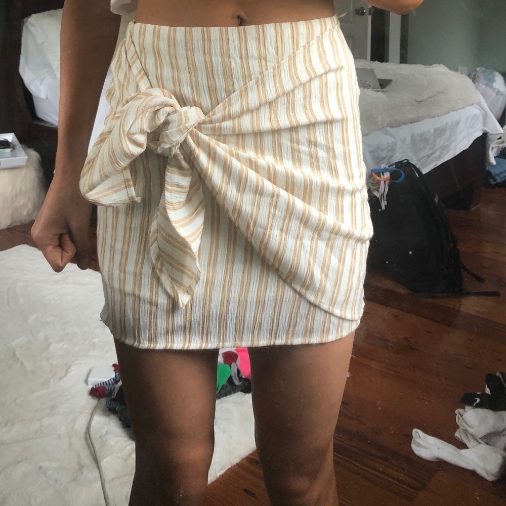 Lulu's Stripped Skirt With Tie at Front